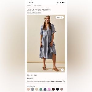 Free People - Love of my Life MIDI Dress - Size Small - light Blue